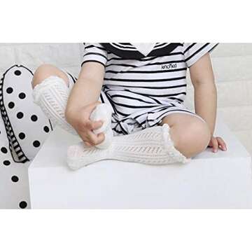 ACTLATI Baby Girls Knee High Socks Hollow Out Anti-skid Knitting Stockings Suitable for 0-2 Years Infants Toddlers
