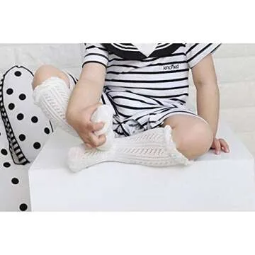 ACTLATI Baby Girls Knee High Socks Hollow Out Anti-skid Knitting Stockings Suitable for 0-2 Years Infants Toddlers