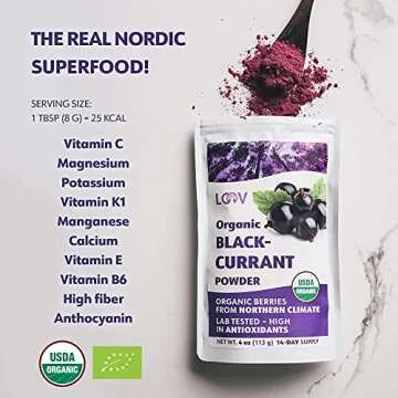 Organic Blackcurrant Powder - Antioxidant-Rich, 4 Oz