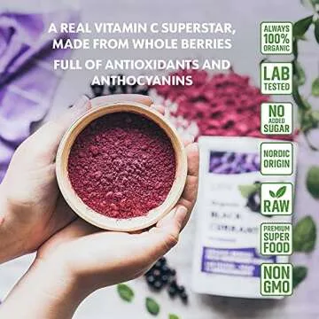Organic Blackcurrant Powder - Antioxidant-Rich, 4 Oz