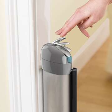 Summer Retractable Baby Gate, Decorative Mesh Fabric, Silver Satin Finish with Charcoal Accents – 30” Tall Baby Gate, Fits Openings up to 50” Wide, Hardware Mounted Baby Gate for Doorways & Stairways