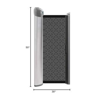 Summer Retractable Baby Gate, Decorative Mesh Fabric, Silver Satin Finish with Charcoal Accents – 30” Tall Baby Gate, Fits Openings up to 50” Wide, Hardware Mounted Baby Gate for Doorways & Stairways