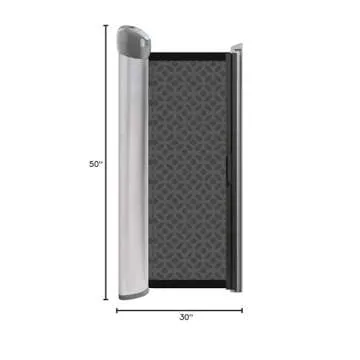 Summer Retractable Baby Gate, Decorative Mesh Fabric, Silver Satin Finish with Charcoal Accents – 30” Tall Baby Gate, Fits Openings up to 50” Wide, Hardware Mounted Baby Gate for Doorways & Stairways