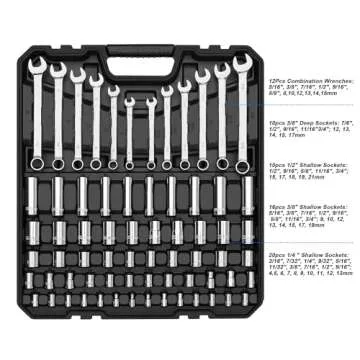 Prostormer 240-Piece Mechanics Tool Set, General Assorted SAE/Metric Sockets and Wrenches Automotive Repair Tool Kit with Plastic Storage Toolbox