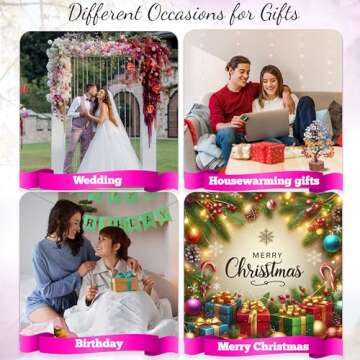 Crocon Rose Quartz Gemstone Tree Feng Shui Figurine Money Bonsai Good Luck Chakra Balancing Reiki Healing Crystals Decoration Ornament Sculpture Prosperity Table Decor Gift Size 10-12"