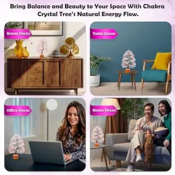 Crocon Rose Quartz Gemstone Tree Feng Shui Figurine Money Bonsai Good Luck Chakra Balancing Reiki Healing Crystals Decoration Ornament Sculpture Prosperity Table Decor Gift Size 10-12"