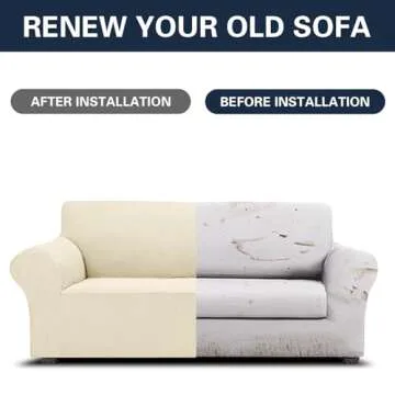 2025 New Stretch Sofa Slipcovers Couch Cover for 3 Cushion Furniture Protector Sofa Covers with Elastic Bottom Jacquard Fabric Small Checks for Pets, Kids -Sofa, Beige