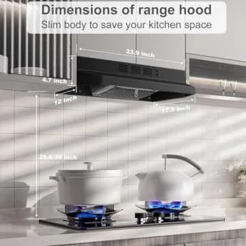 SNDOAS Black Range Hood 24 inch,Ductless Range Hood Under Cabinet,Black Coating Stainless Kitchen Ex...
