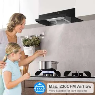 SNDOAS 24 Inch Black Range Hood with LED Light