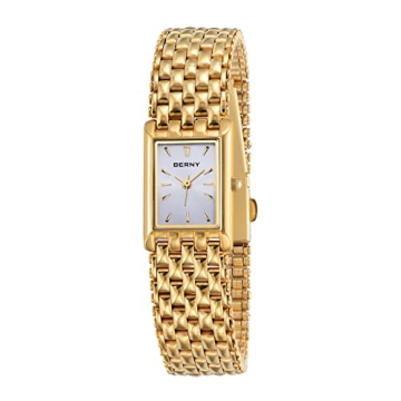 BERNY Gold Watches for Women Ladies Wrist Quartz Watches Stainless Steel Band Womens Gold Watch Smal...