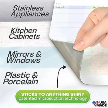 M.C. Squares Dry Erase Chore, Task, Habit Chart | Erasable White Board Cling to Stainless Steel Fridge, Mirror, Cabinets | Home, Office, School | with Wet Erase Marker | 13.5” x 12” | USA Made