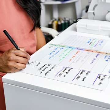 M.C. Squares Dry Erase Chore, Task, Habit Chart | Erasable White Board Cling to Stainless Steel Fridge, Mirror, Cabinets | Home, Office, School | with Wet Erase Marker | 13.5” x 12” | USA Made