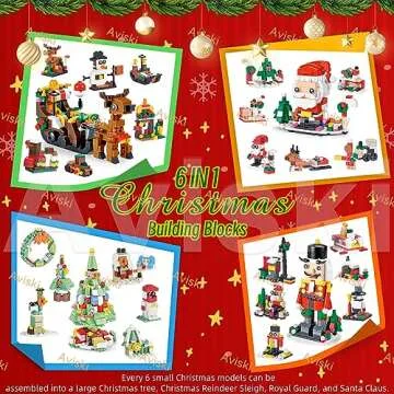 Christmas Advent Calendar 2024, Kids 6 in 1 Building Blocks, 24 Days Countdown Calendar Toys for Kid...