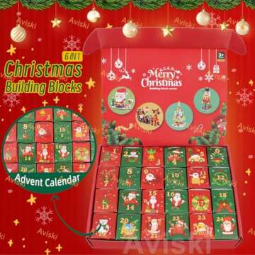 Christmas Advent Calendar 2024 - Fun 6 in 1 Building Blocks