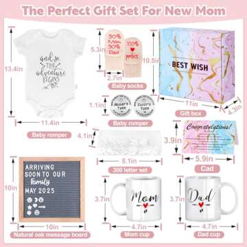LIAVOEIZ Gift for New Parents-New Mom Gifts for Women- Announcements Pregnancy Gifts for First Time Moms, Gender Reveal Gifts Basket for New Parents