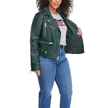 Levi's Women's Faux Leather Contemporary Asymmetrical Motorcycle Jacket, Hunter, Medium