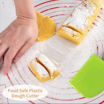 ALLTOP Bowl Spatula & Bench Scraper,Flexible Plastic Multipurpose Kitchen Pastry Cutter Tool,Food Scrappers for Bread Dough Baking Cake Fondant Icing,Set of 2 Pieces - White,Green