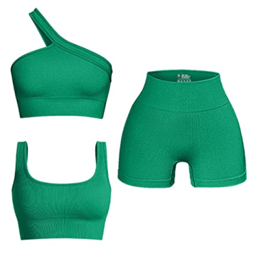 OQQ Women's Ribbed Seamless 3 Piece Active Set