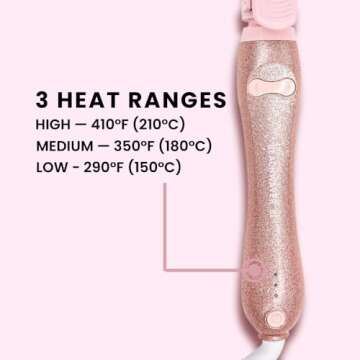 Beachwaver B1 Rotating Curling Iron - Automatic 1 Inch Ceramic Curling Iron - Easy-to-Use Spinning Wand for Long-Lasting Waves - Auto-Shut Off, Travel-Friendly, Dual Voltage in Pink Glitter