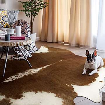 AROGAN Premium Faux Cowhide Rug 6.2 x 5.2 Feet, Sturdy and Large Size Cow Print Rugs, Suitable for B...