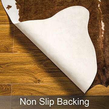 AROGAN Premium Faux Cowhide Rug 6.2 x 5.2 Feet, Sturdy and Large Size Cow Print Rugs, Suitable for Bedroom Living Room Western Decor, Faux Fur Animal Cow Hide Carpet, Brown