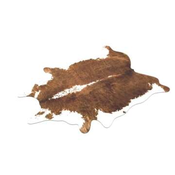 AROGAN Premium Faux Cowhide Rug 6.2 x 5.2 Feet, Sturdy and Large Size Cow Print Rugs, Suitable for Bedroom Living Room Western Decor, Faux Fur Animal Cow Hide Carpet, Brown