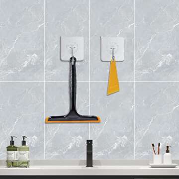 Shower Squeegee for Glass Doors, Bathroom Squeegee for Shower, Window Squeegee, Home Bathroom Silicone Cleaner Tool, Suitable for Bathroom, Kitchen, Tile, Mirror, Car Glass, by LTLUTU, 8in Black