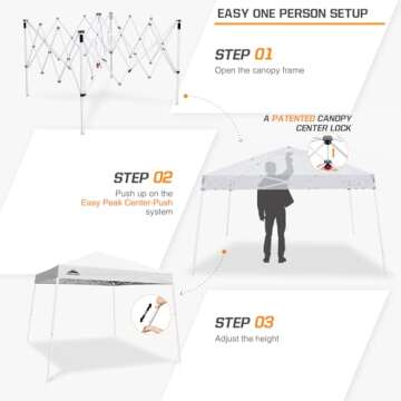 EAGLE PEAK 10x10 Slant Leg Pop-up Canopy Tent Easy One Person Setup Instant Outdoor Beach Canopy Fol...