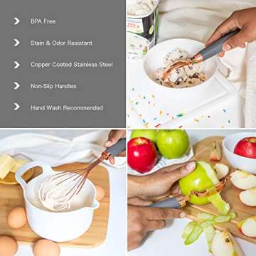 COOK WITH COLOR Kitchen Gadget Set Stainless Steel Utensils with Soft Touch Handles, Copper Grey, 7 Pieces