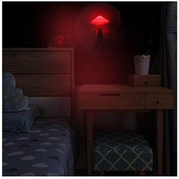 Red LED Mushroom Night Light Auto On Off Warm Glow