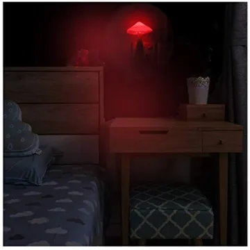 Red LED Mushroom Night Light Auto On Off Warm Glow