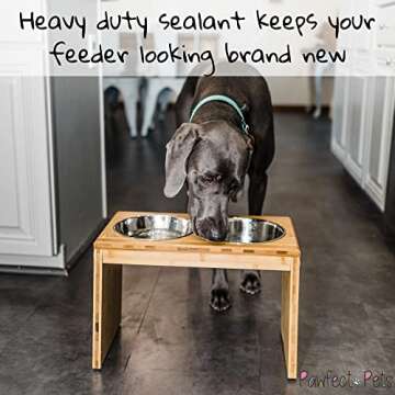 Pawfect Pets 12" Elevated Dog Pet Feeder- Large Raised Dog Bowl Stand- includes 4 Stainless Steel Bo...
