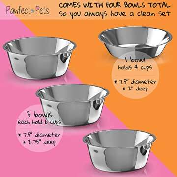 Pawfect Pets 12" Elevated Dog Pet Feeder- Large Raised Dog Bowl Stand- includes 4 Stainless Steel Bowls (12 Inch)