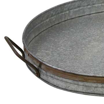 Stonebriar 19.5" Oval Galvanized Tray - Gray & Rustic