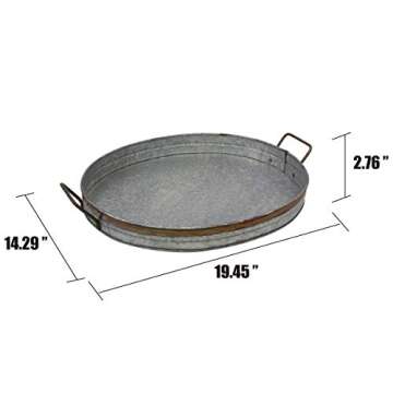 Stonebriar 19.5" Oval Galvanized Tray - Gray & Rustic