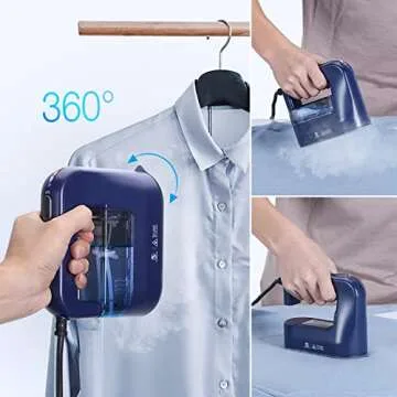 KEDEMAS Steamer Iron for Clothes,Portable Travel Mini Iron,1300W Powerful Garment Steamers,Horizontal, Vertical and Dry Ironing 4 in 1, 40s Fast Heat-up(Dark Blue)