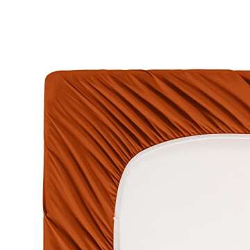 Horbaunal Burnt Orange Queen Size Sheet Set - 6 Piece Luxury 1800 Thread Count Bedding Sheets & Pillowcases - 16 Inch Deep Pocket Microfiber Bedding Set - Soft & Wrinkle Bed Sheets