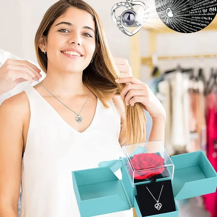 Eternal Rose Valentine Gift Box with Necklace