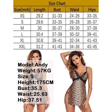 Avidlove Leopard Negligee Lingerie Sexy Babydoll Nightgown Lace Chemise Sleepwear(Leopard,XXL)