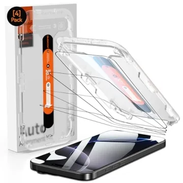 DIMONCOAT 4-PACK Screen Protector for iPhone 16 Pro [Auto Alignment Kit] Tempered Glass 10X Military...