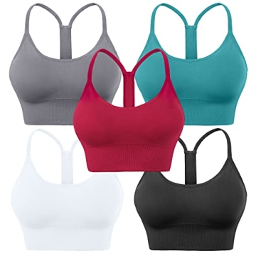 Evercute Racerback Sports Bras Padded Y Racer Back Cropped Bras for Yoga Workout Fitness Low Impact