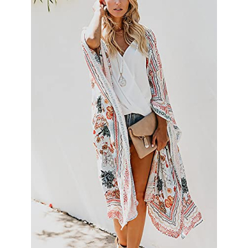Floral Kimono Cardigan - Versatile Swim Cover-Up for Women