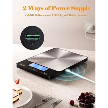 JSK 33lb Rechargeable Digital Food Scale for Cooking