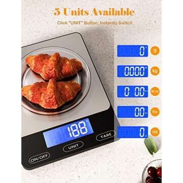 JSK 33lb Rechargeable Digital Food Scale for Cooking