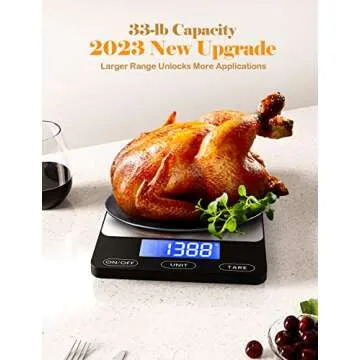 JSK 33lb Rechargeable Digital Food Scale for Cooking