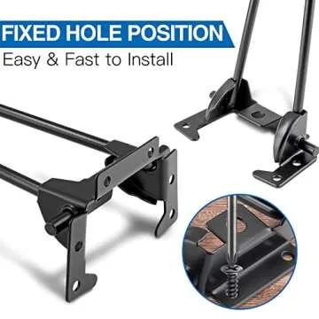 LifCratms 4Pcs Foldable Hairpin Legs, 12.6 Inch Folding Coffee Table Legs, Metal Black Heavy Duty Furniture Legs with Mounting Screws for Nightstand Desk Table Chair DIY Projects