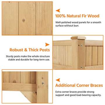 Yaheetech 36'' Hx25'' Wx37'' L Raised Garden Bed 8 Pocket Herbs Garden Planter Outdoor Horticulture Vegetables Standing Planters Boxes with Grow Grid