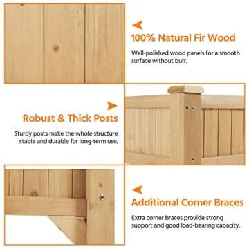 Yaheetech 36'' Hx25'' Wx37'' L Raised Garden Bed 8 Pocket Herbs Garden Planter Outdoor Horticulture Vegetables Standing Planters Boxes with Grow Grid