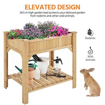 Yaheetech 36'' Hx25'' Wx37'' L Raised Garden Bed 8 Pocket Herbs Garden Planter Outdoor Horticulture Vegetables Standing Planters Boxes with Grow Grid