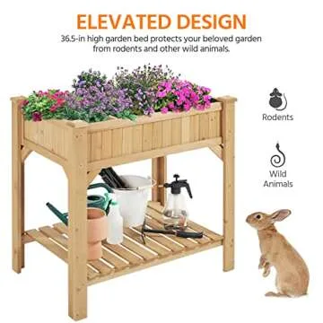 Yaheetech 36'' Hx25'' Wx37'' L Raised Garden Bed 8 Pocket Herbs Garden Planter Outdoor Horticulture Vegetables Standing Planters Boxes with Grow Grid